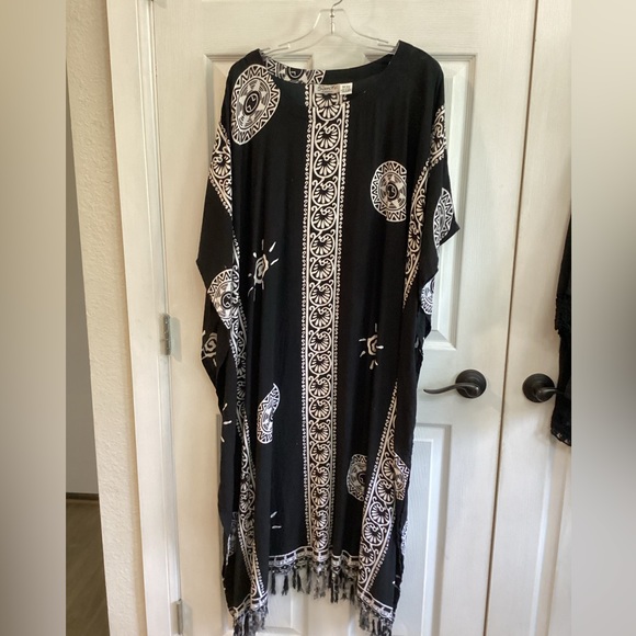 Sante Classics Black & White Kaftan Swim Cover One Size - Picture 7 of 10